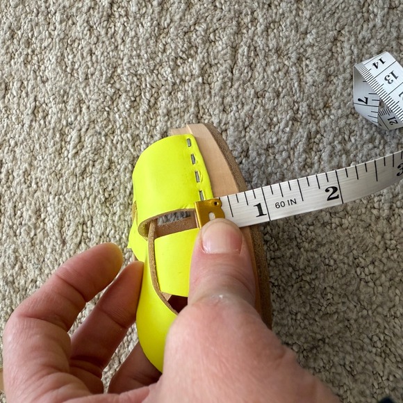 NEW SWEDISH HASBEENS KRINGLAN NEON Yellow Leather Platform Clog Sandals Women 9 - Picture 12 of 13